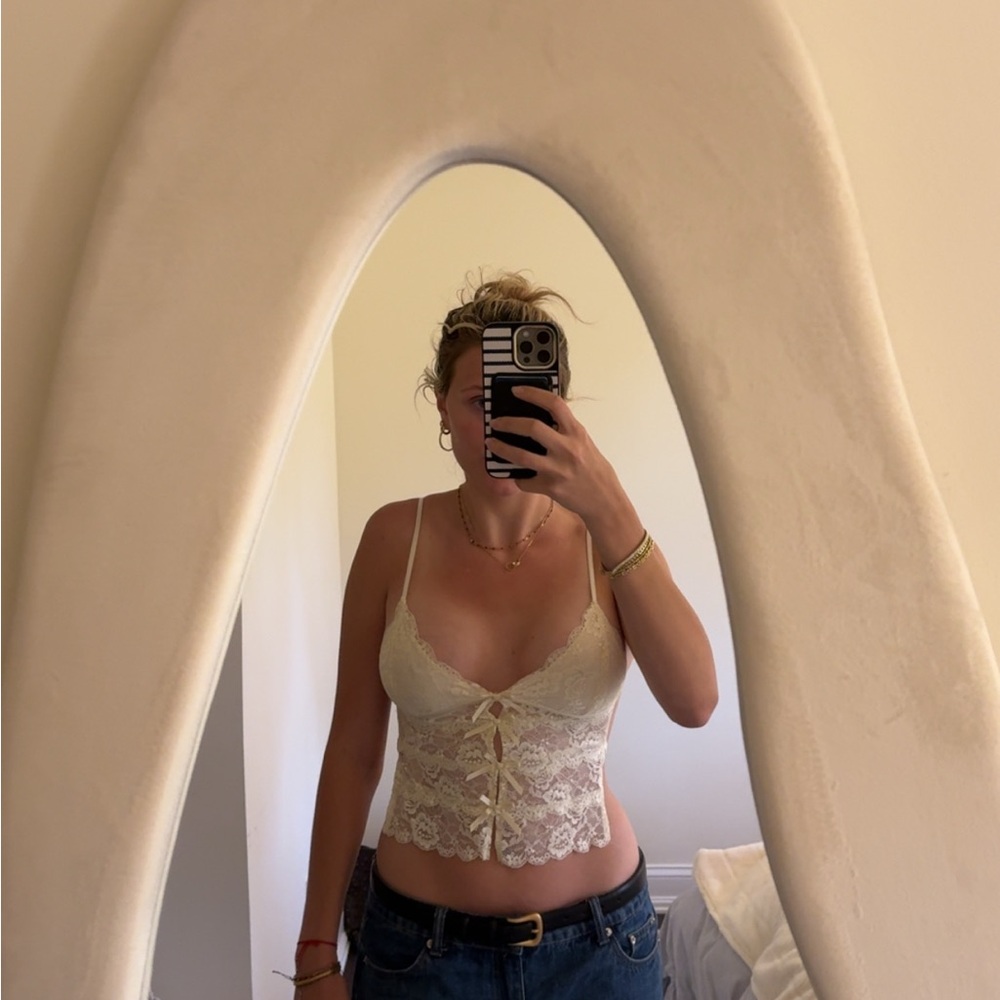 Edikted Cream Lace Tank Top